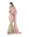 Flattering Pink Embroidered Work Classic Saree