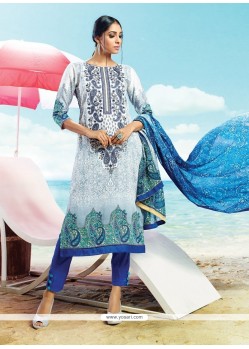 Fetching Cotton Satin Print Work Pant Style Suit