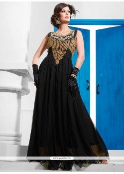 Blooming Black Net Designer Gown