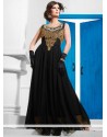 Blooming Black Net Designer Gown