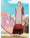Enchanting Print Work Multi Colour Cotton Satin Designer Palazzo Salwar Kameez