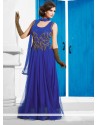 Asthetic Blue Net Designer Wedding Gown