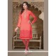 Affectionate Embroidered Work Georgette Peach Party Wear Kurti