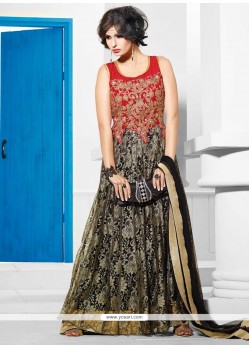 Angelic Black And Red Zari Wedding Gown