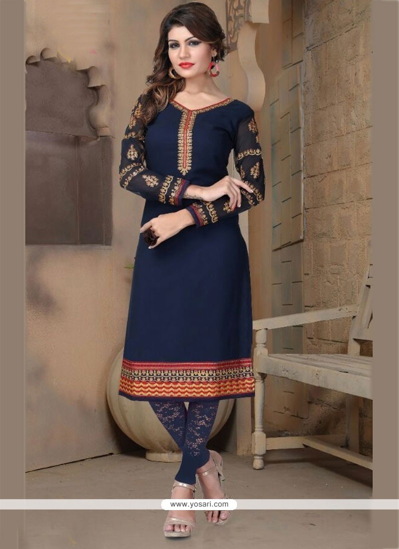 Exciting Georgette Embroidered Work Party Wear Kurti