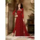 Beautiful Red Embroidered Work Georgette Designer Pakistani Salwar Suit