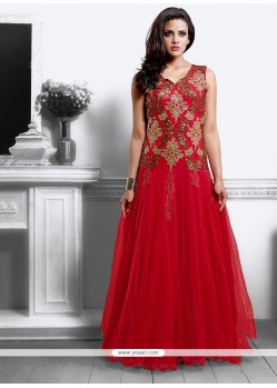 Latest Red Net Wedding Gown