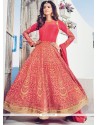 Vivacious Red Designer Floor Length Salwar Suit