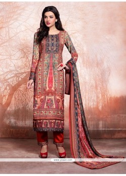 Print Rayon Pant Style Suit In Multi Colour