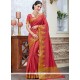Fabulous Red Tussar Silk Traditional Saree