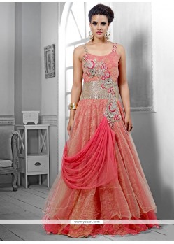 Fashionistic Pink Net Wedding Gown