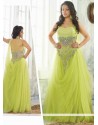 Lustrous Green Net Designer Readymade Gown