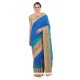 Dignified Patch Border Work Blue Trendy Saree