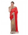Artistic Net Red Patch Border Work Classic Saree