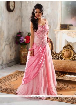 Natural Pink Net Designer Readymade Gown