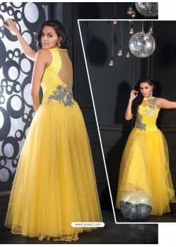 Yellow Party wear Gown