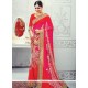 Divine Hot Pink And Red Patch Border Work Designer Traditional Sarees