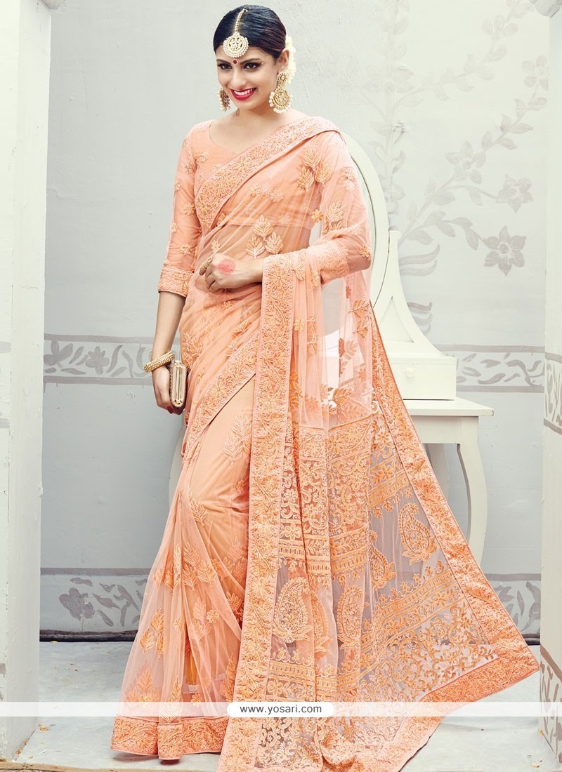 Appealing Embroidered Work Net Classic Designer Saree