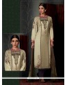 Opulent Print Work Pashmina Cream Designer Straight Salwar Suit