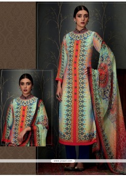 Nice Print Work Pashmina Designer Straight Salwar Suit