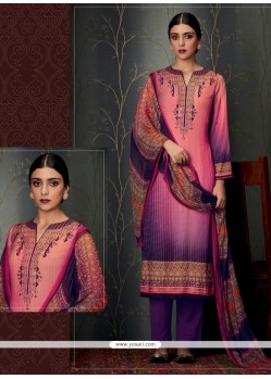 Distinctively Pashmina Multi Colour Designer Straight Salwar Kameez