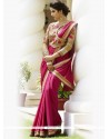 Remarkable Faux Chiffon Magenta Embroidered Work Designer Traditional Sarees
