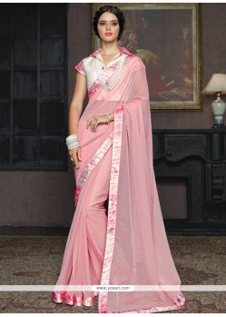 Elite Pink Embroidered Work Designer Traditional Sarees