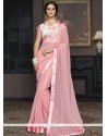 Elite Pink Embroidered Work Designer Traditional Sarees