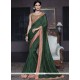Resplendent Green Patch Border Work Fancy Fabric Traditional Saree