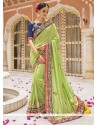 Patch Border Silk Designer Saree In Green