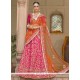 Ravishing Embroidered Work Hot Pink Banglori Silk Lehenga Saree
