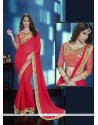 Dignified Red Faux Chiffon Classic Designer Saree
