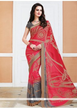 Gleaming Multi Colour Crepe Silk Printed Saree