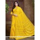 Imperial Yellow Faux Chiffon Classic Saree