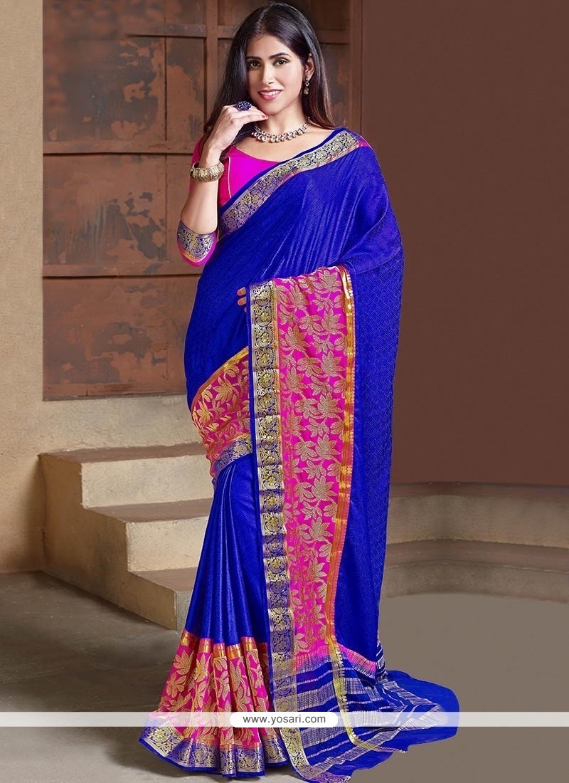 Sonorous Faux Chiffon Blue Traditional Saree