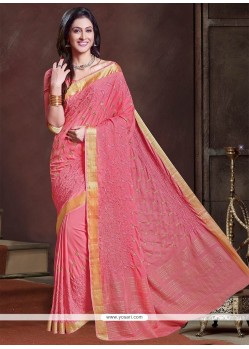 Gratifying Georgette Pink Traditional Saree