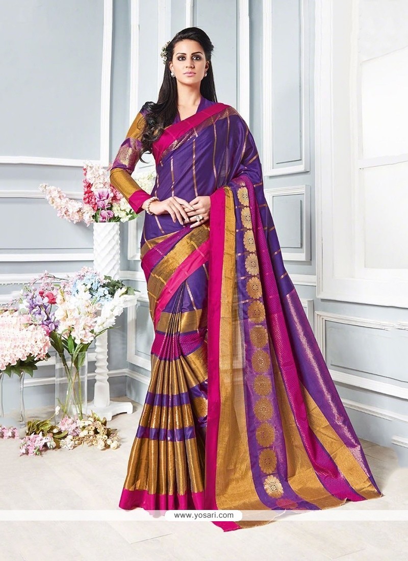 Peppy Patch Border Work Cotton Traditional Saree