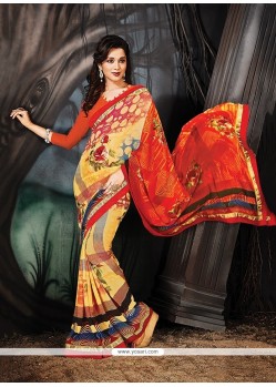 Mystical Multi Colour Georgette Printed Saree