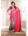 Dazzling Pink And Brown Cotton Saree