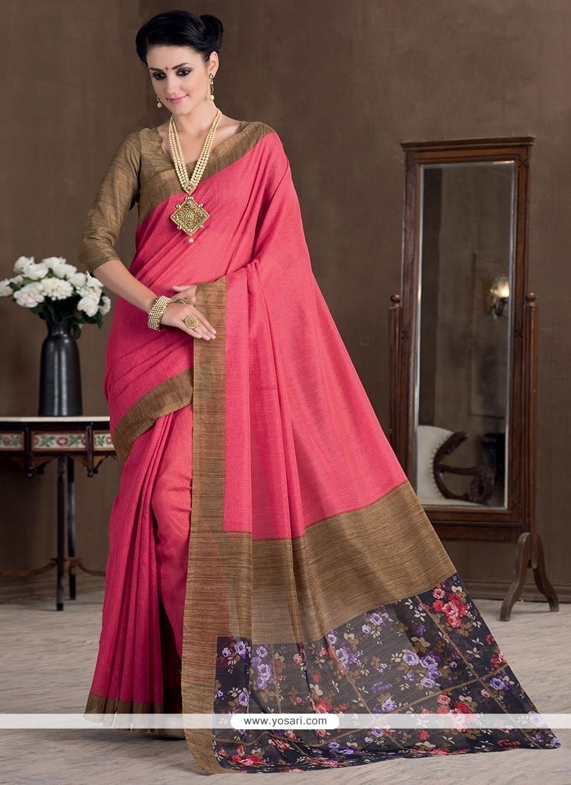 Masterly Hot Pink Bhagalpuri Silk Casual Saree