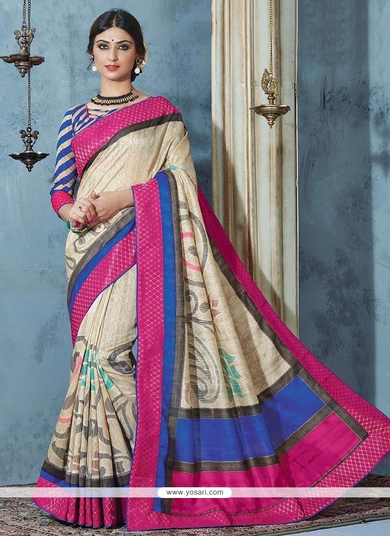Charming Bhagalpuri Silk Multi Colour Printed Saree