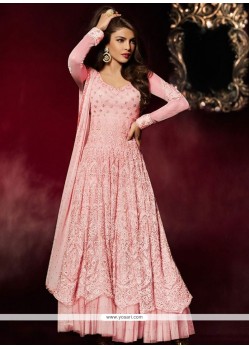Suave Resham Work Pink Georgette Designer Suit