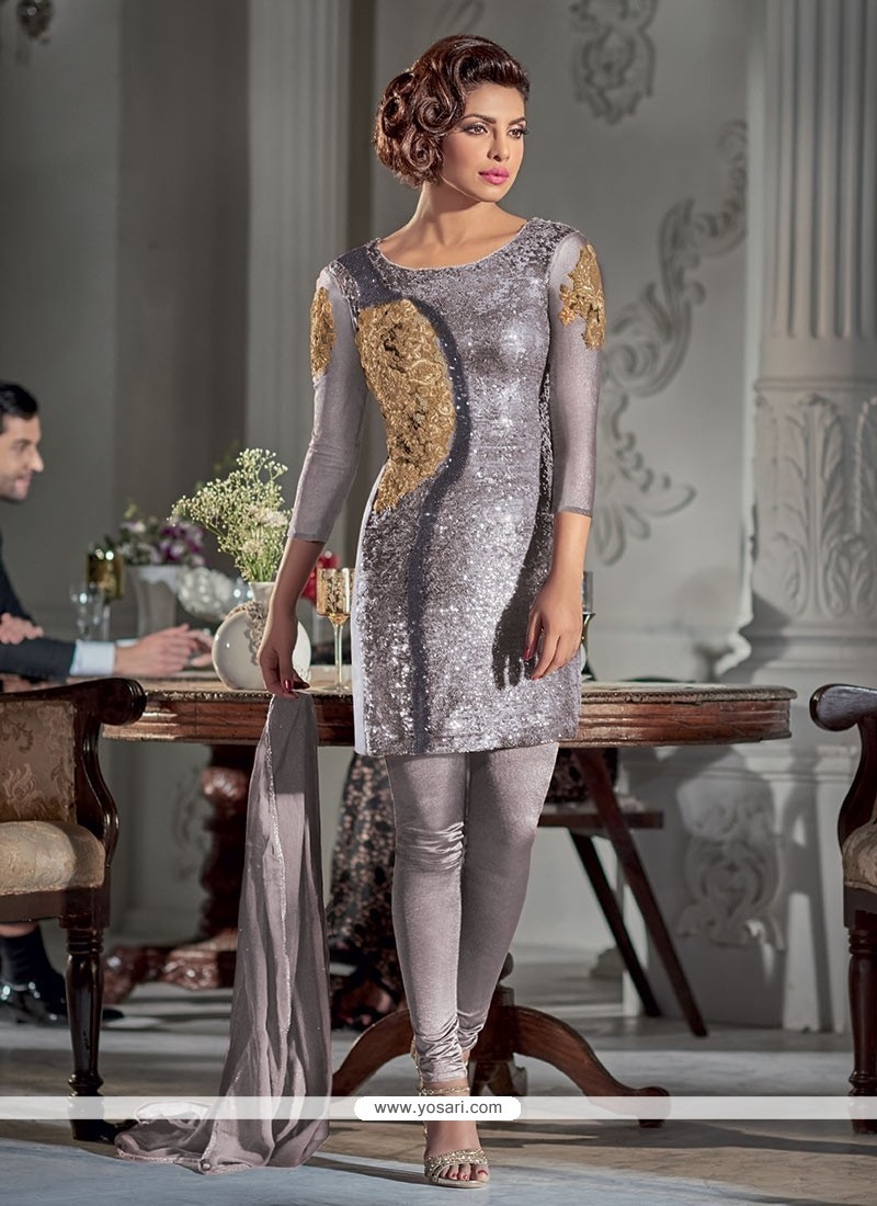Pristine Georgette Sequins Work Designer Suit