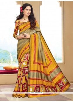 Whimsical Silk Multi Colour Printed Saree