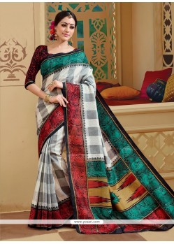 Absorbing Silk Multi Colour Print Work Printed Saree