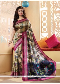 Voluptuous Silk Multi Colour Printed Saree