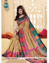 Entrancing Silk Multi Colour Printed Saree