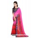 Tantalizing Georgette Hot Pink And Red Patch Border Work Printed Saree