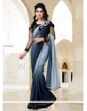 Blue And Grey Shaded Georgette Saree
