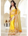 Awesome Yellow Net Saree